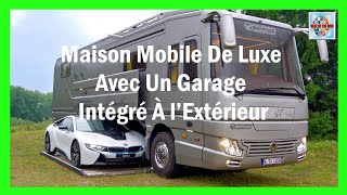 Maison mobile de luxe avec un garage intégré à l'extérieur