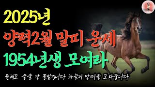 1954년 말띠운세 2025년 2월운세👆귀인을 만나 천운이 터집니다 말띠54년생운세 말띠금전운 54년생 말띠 2025년 운세 제2의황금인생 시작합니다 을사년운세