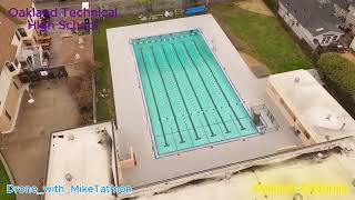 Drone/Aerial View of Oakland Tech High School in Oakland, Ca. Home of the Bulldogs