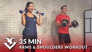 35 Minute Arms and Shoulder Workout at Home for Women & Men - Dumbbell Shoulder and Arm