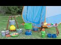 49PCS kids camping tent set with insects catching pretend play toy and large carpet