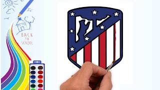 How to Draw - Drawing the Atlético Logo  - coloring Pages for kids | Drawing logo Channel
