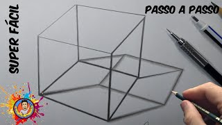 Como DESENHAR CUBO 3D - Super Facil (passo a passo)