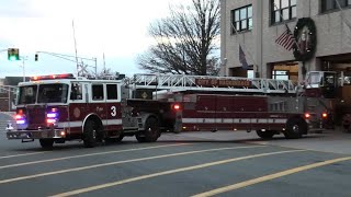 [1992 Simon Duplex] Hackensack, NJ Fire Department Ladder 3, Rescue 1 and Tour Commander Responding