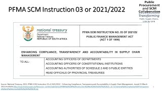 Contentious PFMA Instruction 03 - Compliance and Transparency in SCM