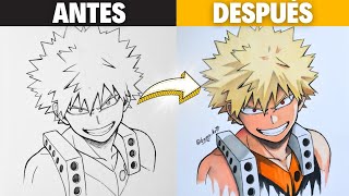 Como dibujar a Bakugo Paso a Paso