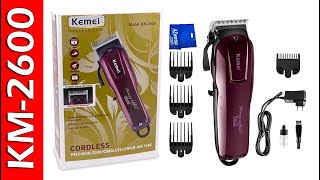 Kemei KM-2600 Cordless Adjustable Hair Clipper \u0026 Beard Trimmer || Rechargeable Trimmer