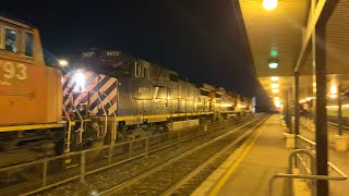 BC Rail 4652! 4 locomotives! CN 434 passes through Aldershot GO station.