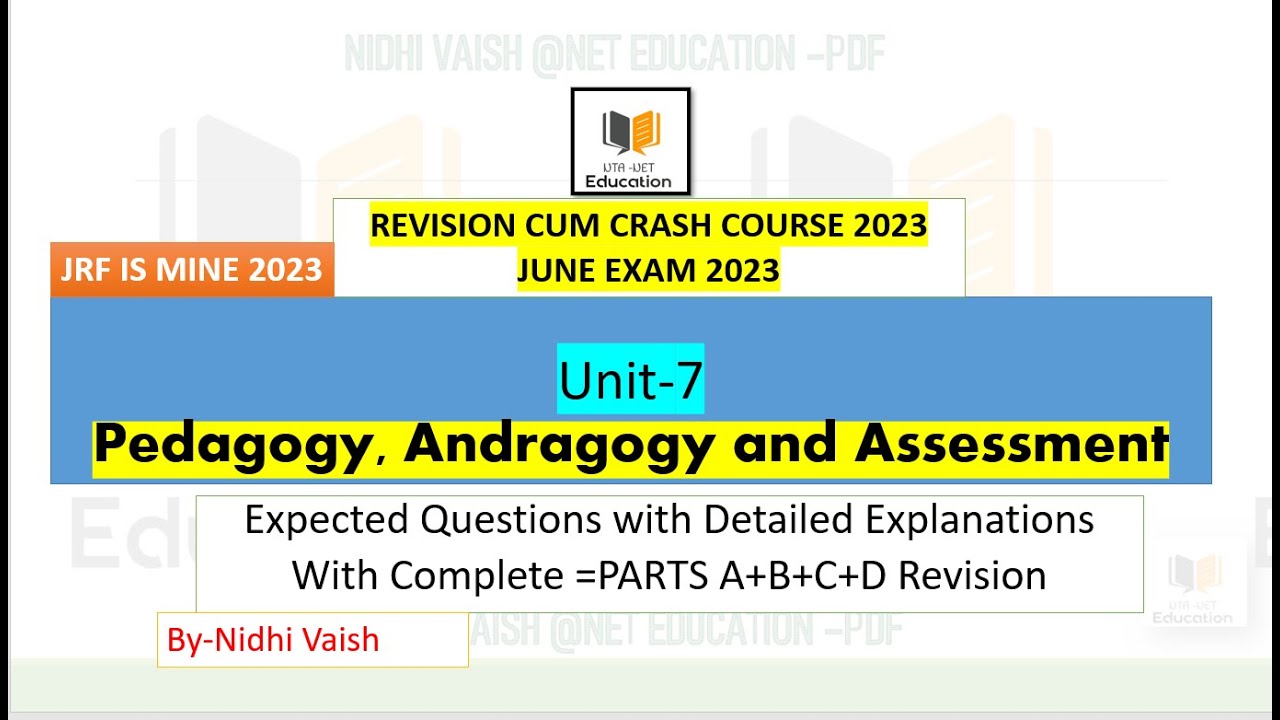 NTA-UGC-NET|REVISION CUM CRASH COURSE 2023| UNIT-7 |Pedagogy, Andragogy ...