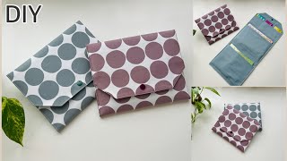 3面,フラットポーチ簡単作り方, How To Make Large Capacity Fabric Organizer, Easy Sewing Tutorials, Diy