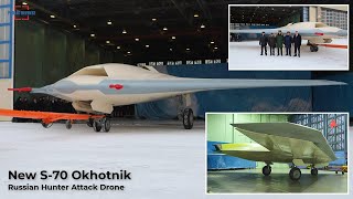 Russia Roll-out First Model S-70 Okhotnik Hunter Attack Drone with Flat Jet Nozzle