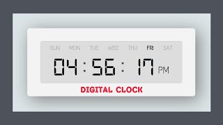 Digital clock using HTML CSS and JavaScript with free source code | Simple JavaScript project
