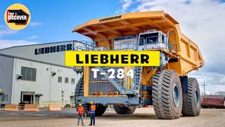 Discover the world's largest truck: Liebherr T284 - 4 meter high tires, 600 ton payload!