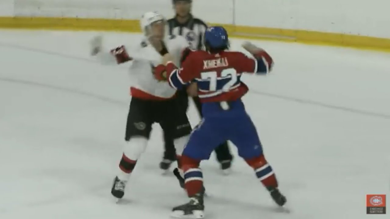 Arber Xhekaj KNOCKS OUT Senators Prospect During Habs Prospects ...