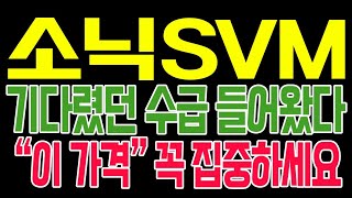 [소닉SVM 코인전망] 기다렸던 수급 들어왔다!! \