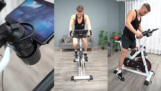 Soozier Adjustable Upright Stationary Exercise Bike Aerobic Training Indoor Cycling Cardio Workout