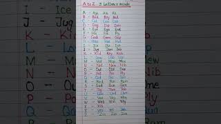 A to Z Three Letters words ||Shorts @crazylearning2681