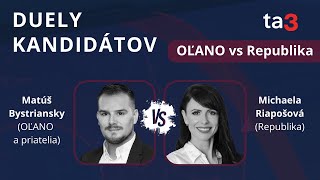 Duely kandidátov: Matúš Bystriansky (OĽANO a priatelia) vs Michaela Riapošová (Republika)