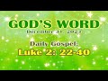 Daily Bible Verse December 31, 2023 Luke 2: 22-40 God's Word  Bible Reading