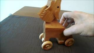 howling wolf animated wood push toy