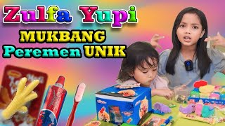 ZULFA BORONG JAJANAN PERMEN JADUL DAN UNIK #zulfayupi #permenjadul #ayumochi