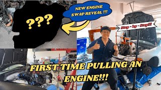 PULLING A CIVIC ENGINE FOR THE FIRST TIME!!! - EP 3. Budget Civic Build