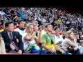 Douglas Brose cheering up his wife Lucelia Brose - 2012 World Karate Championships Paris day 1