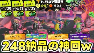 【ビッグラン】野良専プロ4人でハイスコア248納品！1wave104納品の神回ww【サーモンランNW】