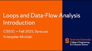 Loops and Data Flow Analysis