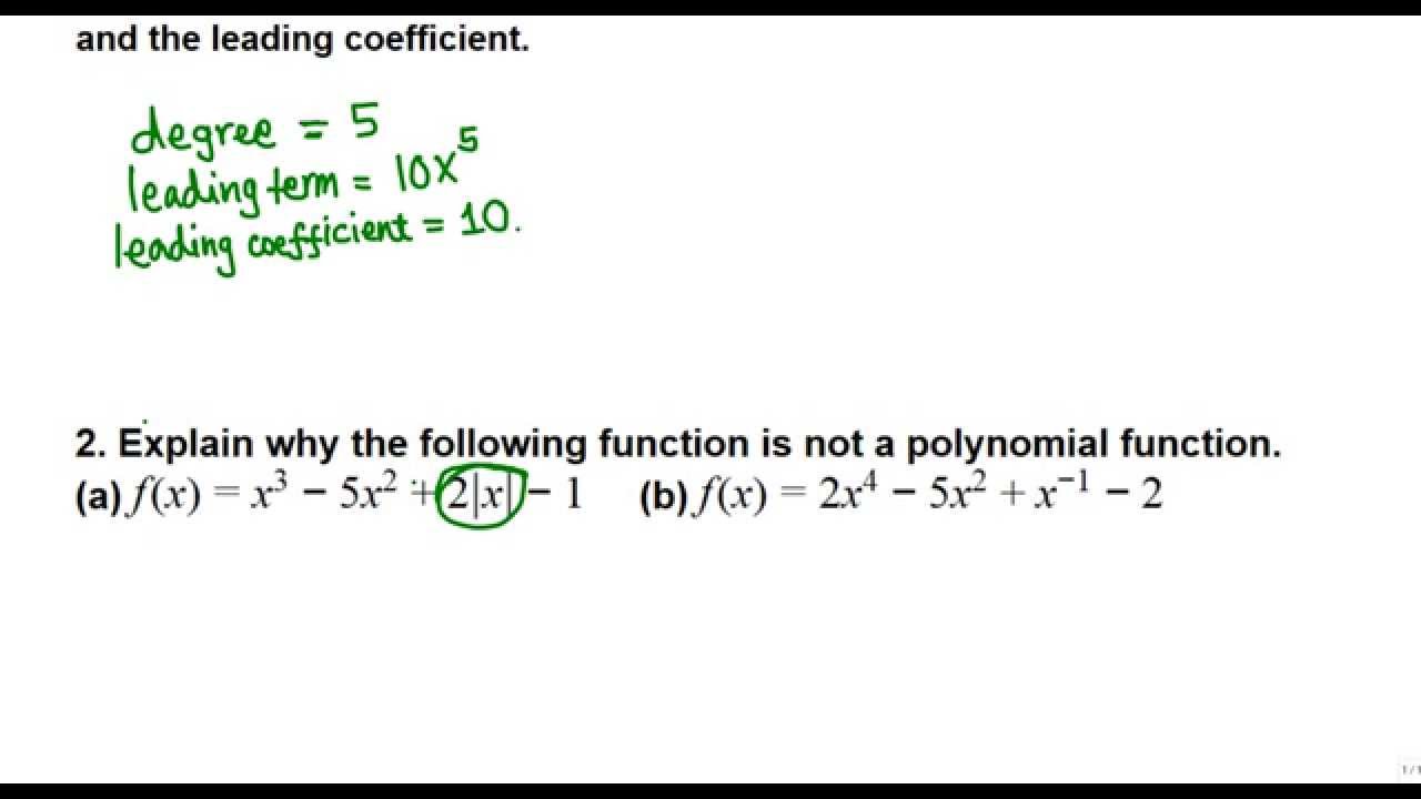 Degree, Leading Term Of A Polynomial (college Algebra) - YouTube