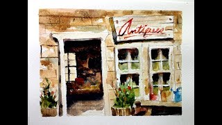 Antiques Store Streetscape Painting in Watercolor- with Chris Petri