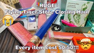 HUGE Flying Tiger STORE CLOSING HAUL 😭 Every item cost $0.50!!! 🤯😱 | Art Office School Supplies