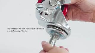 Easy installed Threaded Stem castors: PVC Plastic swivel Caster and wheels