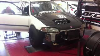 Team 1320 382+ whp All Motor K26 Eg Street Car Dyno Pull on Q16 Race Gas