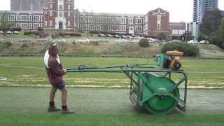 MHS - Dave rolling pitch ready for Saturdays 1st Cricket Game, 12 Oct 2014 video 1