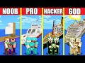 Minecraft Battle: BOAT HOUSE BUILD CHALLENGE - NOOB vs PRO vs HACKER vs GOD / Animation SHIP YACHT