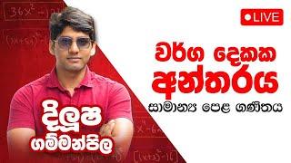 வகைகளின் அந்தரம் | 2 சதுரங்களுக்கு இடையே உள்ள வேறுபாடு | திலுஷா கம்மன்பிலவின் OL கணிதம்