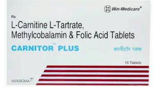 CARNITOR PLUS Tablets L-Carnitine L-Tartrate, Methylcobalamin \u0026 Folic Acid Tablets