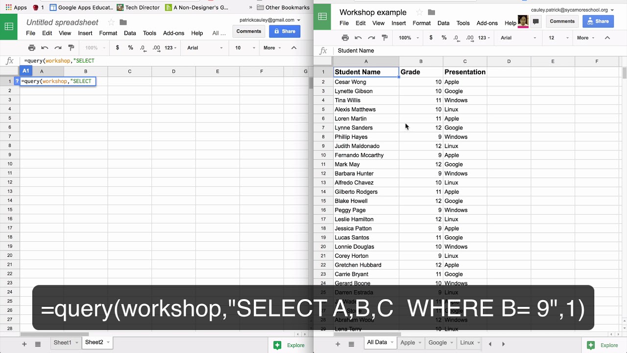 Google Sheets - How To Use The Query Function - YouTube