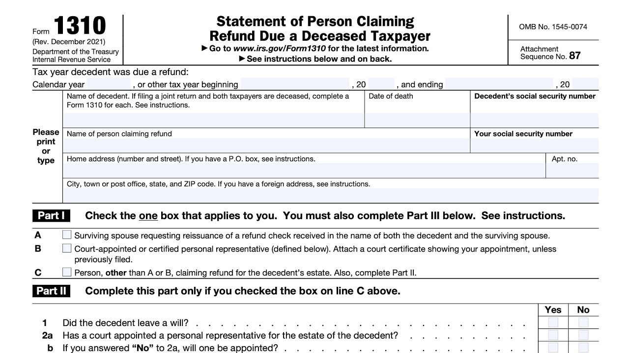 IRS Form 1310 Walkthrough - ARCHIVED COPY - READ COMMENTS ONLY - YouTube