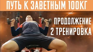 ПУТЬ К ЗАВЕТНЫМ 100КГ В ЖИМЕ ЛЕЖА. 2 ТРЕНИРОВКА .ПРОДОЛЖЕНИЕ