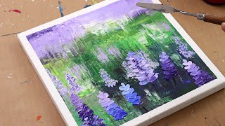 Lavender Field Abstract Painting / Beginner acrylic painting  / palette knife painting / Day #122