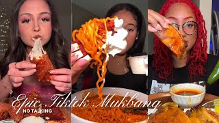 🍜🌮🔥 No Talking TikTok Mukbang Compilation | Buldak, Dave’s Hot Chicken, Birria & More!