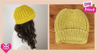 Bonnet femme au tricot 🧶 - Côtes perlées - Taille Unique