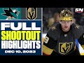 San Jose Sharks at Vegas Golden Knights | FULL Shootout Highlights - December 10, 2023