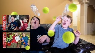 Epic Movie Time With Ethan and Cole! Bazooka Blast Vs. Bottle Flip Challenge