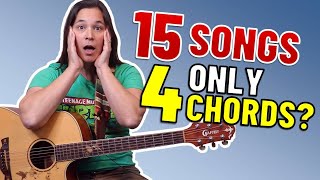 Play 15 Guitar Songs with ONLY 4 Chords & 2 Strums // Great for BEGINNERS