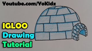 How to draw an Igloo Step by step and easy for kids