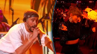 Taylor Swift Dances to Bad Bunny's 2023 Grammy Performance!
