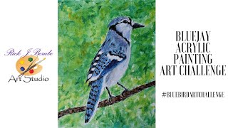 Blue Jay Acrylic Painting Art Challenge #BlueBirdArtChallenge